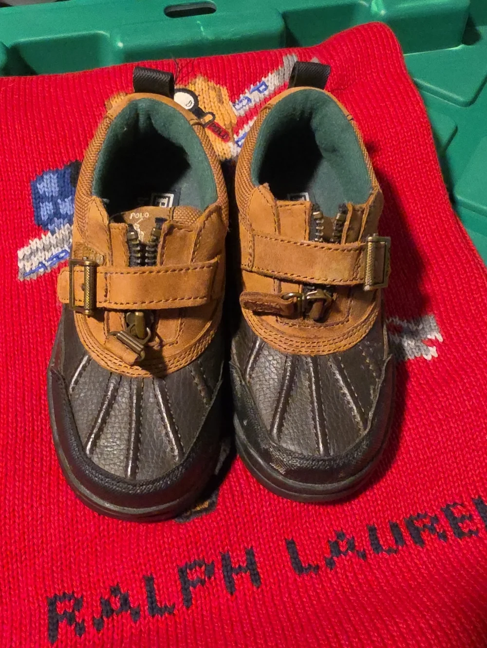 Vintage Polo Ralph Lauren Brown Duck Boots Zipper With Strap Slip On